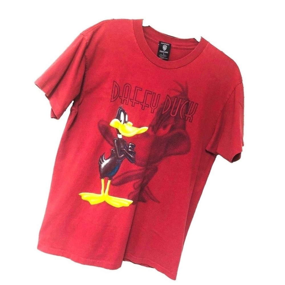 Y2K Single Stitch Daffy Duck T Shirt M L Even‎ Fade Vintage 90s Warner Bros USA